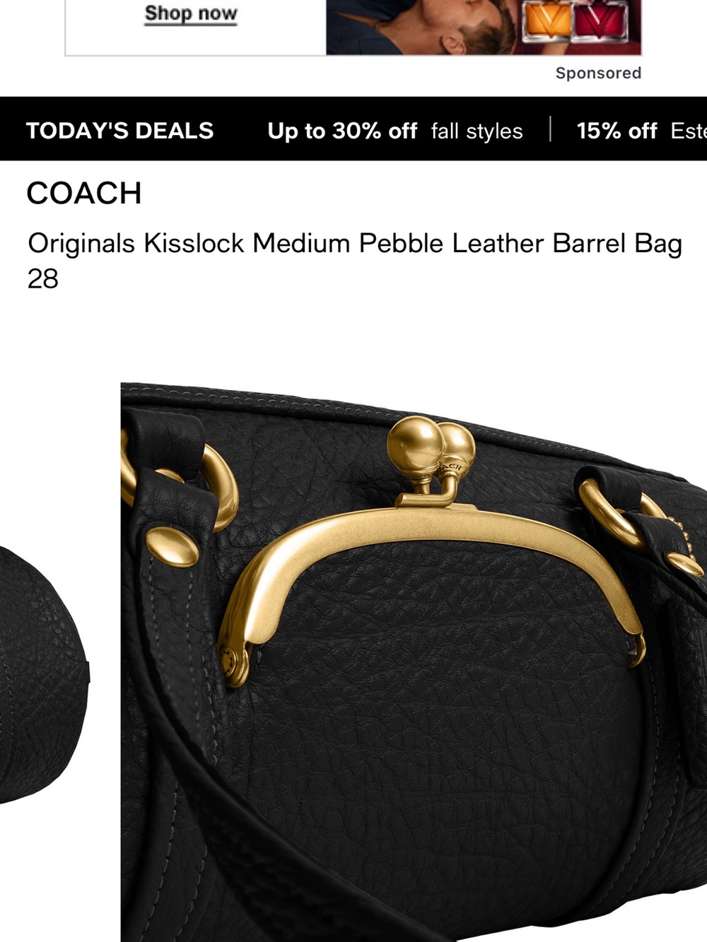 Coach Black Leather Barrel Kisslock Shoulder Bag with Gold Hardware 28 - Picture 2 of 5